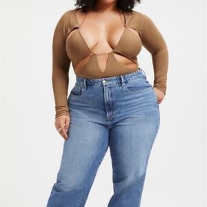 Good American - Good Touch Cut‎ Extreme Bodysuit in Pecan